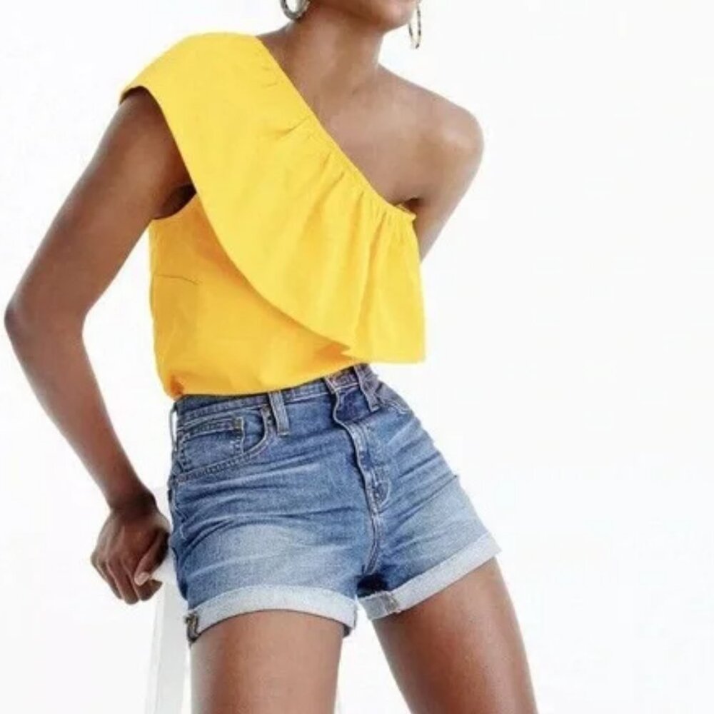 ✨NWT J. Crew one Shoulder Ruffle Top